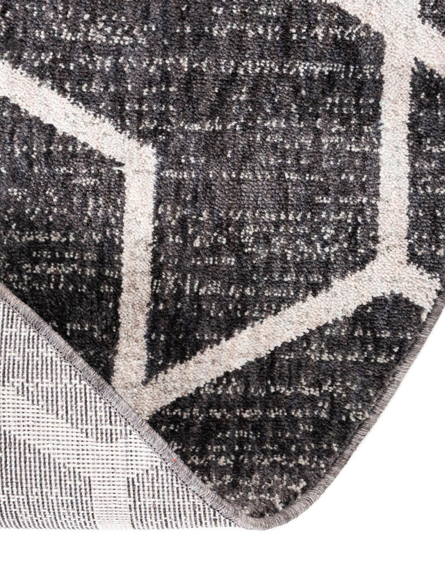 Charcoal Gray 7' x 7' Eco Trellis Round Area Rug 100% Recycled Space Dyed Polyester With Cotton Backing Geometric Pattern Eco-Friendly Carpet for Sale at Rug Engine
