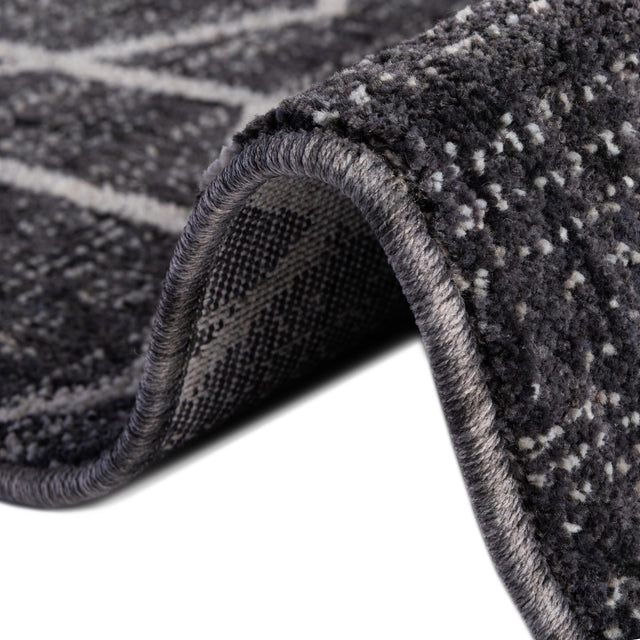Charcoal Gray 7' x 7' Eco Trellis Round Area Rug 100% Recycled Space Dyed Polyester With Cotton Backing Geometric Pattern Eco-Friendly Carpet for Sale at Rug Engine