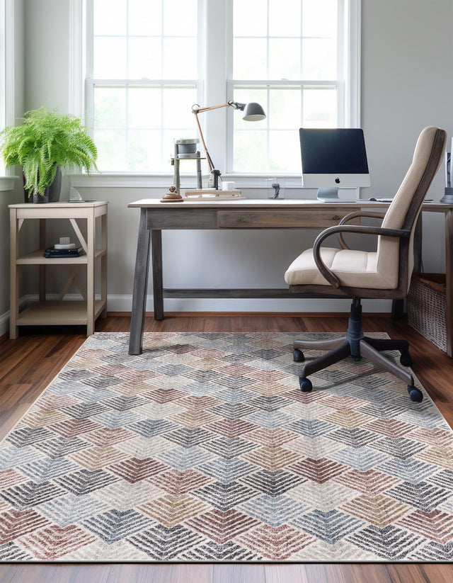 Multicolor 2' x 3' Eco Trellis Rectangle Area Rug 100% Recycled Space Dyed Polyester With Cotton Backing Geometric Pattern Eco-Friendly Carpet for Sale at Rug Engine