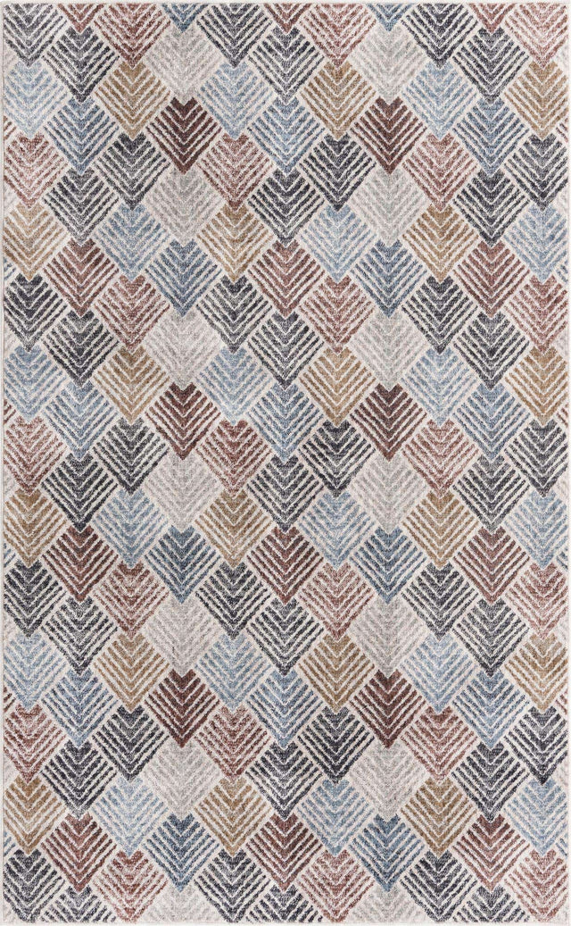 Multicolor 5' 3 x 8' Eco Trellis Rectangle Area Rug 100% Recycled Space Dyed Polyester With Cotton Backing Geometric Pattern Eco-Friendly Carpet for Sale at Rug Engine