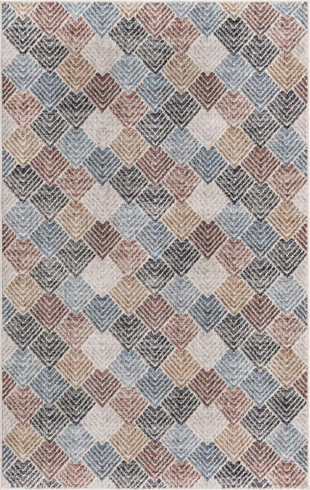 Multicolor 4' x 6' Eco Trellis Rectangle Area Rug 100% Recycled Space Dyed Polyester With Cotton Backing Geometric Pattern Eco-Friendly Carpet for Sale at Rug Engine