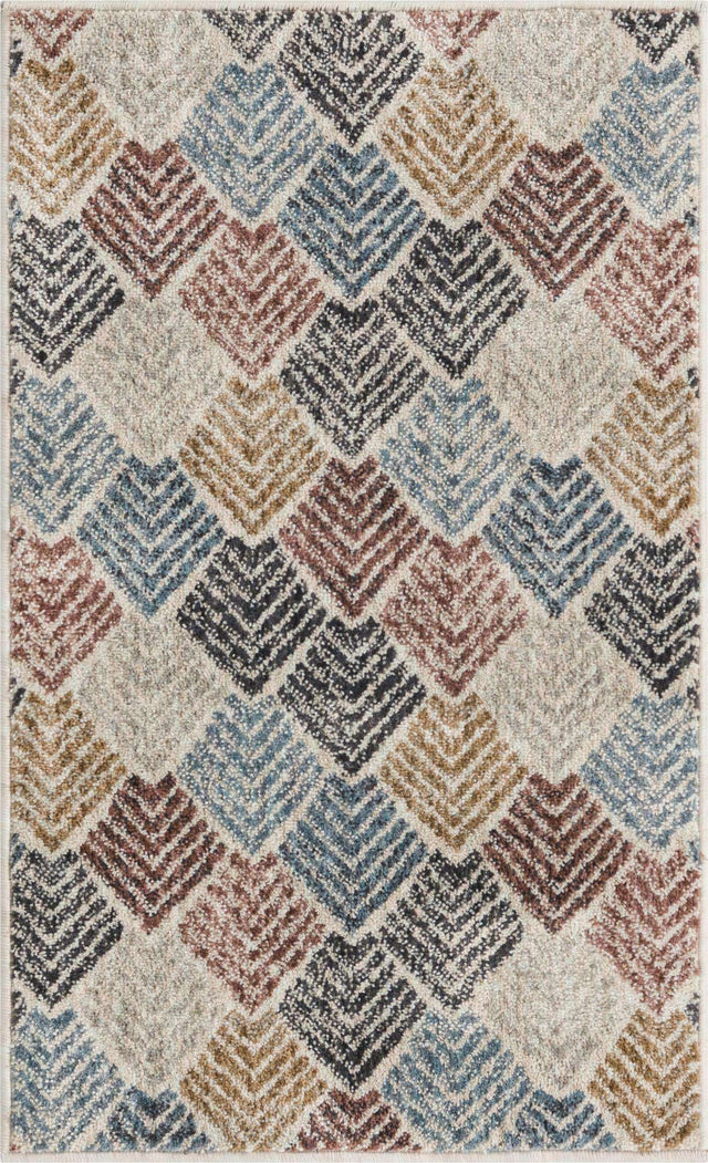 Multicolor 2' x 3' Eco Trellis Rectangle Area Rug 100% Recycled Space Dyed Polyester With Cotton Backing Geometric Pattern Eco-Friendly Carpet for Sale at Rug Engine