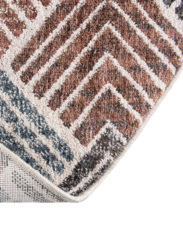 Multicolor 3' 3 x 3' 3 Eco Trellis Round Area Rug 100% Recycled Space Dyed Polyester With Cotton Backing Geometric Pattern Eco-Friendly Carpet for Sale at Rug Engine