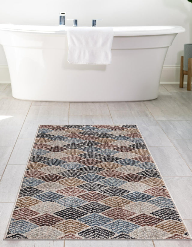 Multicolor 2' 7 x 12' Eco Trellis Runner Area Rug 100% Recycled Space Dyed Polyester With Cotton Backing Geometric Pattern Eco-Friendly Carpet for Sale at Rug Engine