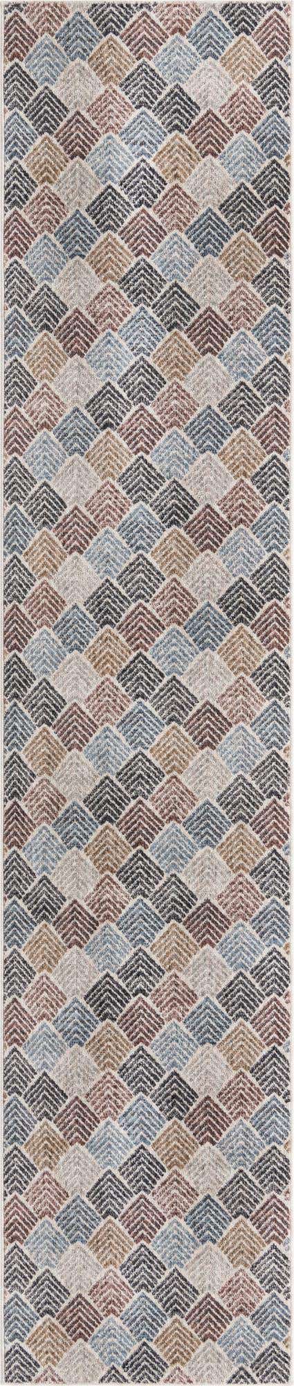 Multicolor 2' 7 x 12' Eco Trellis Runner Area Rug 100% Recycled Space Dyed Polyester With Cotton Backing Geometric Pattern Eco-Friendly Carpet for Sale at Rug Engine