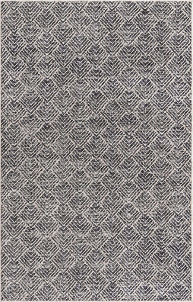 Charcoal Ivory 4' x 6' Eco Trellis Rectangle Area Rug 100% Recycled Space Dyed Polyester With Cotton Backing Geometric Pattern Eco-Friendly Carpet for Sale at Rug Engine