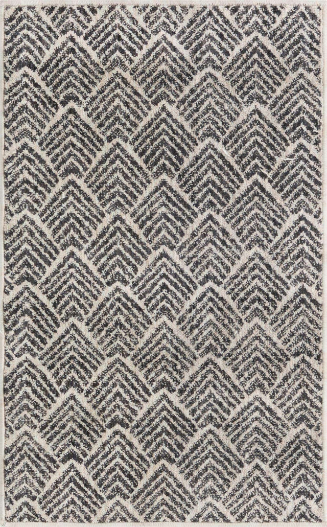 Charcoal Ivory 2' x 3' Eco Trellis Rectangle Area Rug 100% Recycled Space Dyed Polyester With Cotton Backing Geometric Pattern Eco-Friendly Carpet for Sale at Rug Engine
