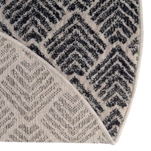 Charcoal Ivory 7' x 7' Eco Trellis Round Area Rug 100% Recycled Space Dyed Polyester With Cotton Backing Geometric Pattern Eco-Friendly Carpet for Sale at Rug Engine