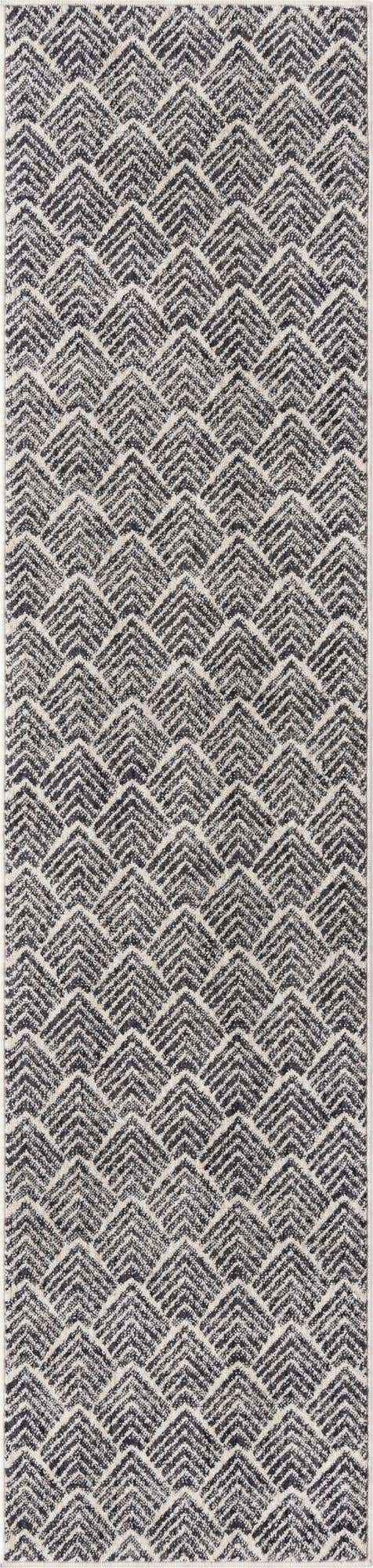 Charcoal Ivory 2' x 8' Eco Trellis Runner Area Rug 100% Recycled Space Dyed Polyester With Cotton Backing Geometric Pattern Eco-Friendly Carpet for Sale at Rug Engine
