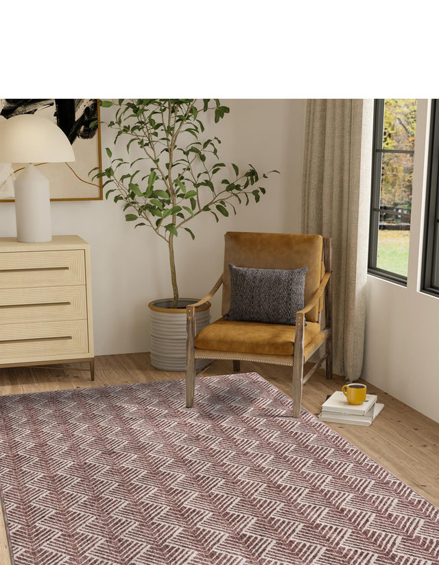 Dusty Rose 7' 10 x 10' Eco Trellis Rectangle Area Rug 100% Recycled Space Dyed Polyester With Cotton Backing Geometric Pattern Eco-Friendly Carpet for Sale at Rug Engine