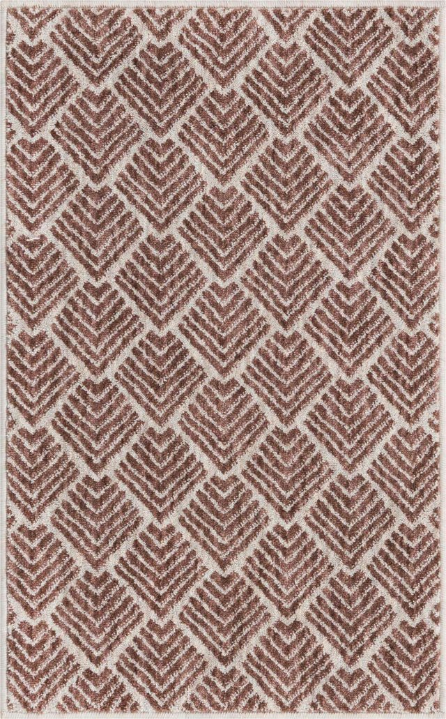 Dusty Rose 2' x 3' Eco Trellis Rectangle Area Rug 100% Recycled Space Dyed Polyester With Cotton Backing Geometric Pattern Eco-Friendly Carpet for Sale at Rug Engine