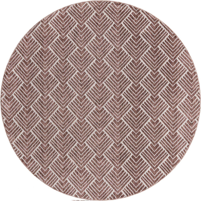 Dusty Rose 7' x 7' Eco Trellis Round Area Rug 100% Recycled Space Dyed Polyester With Cotton Backing Geometric Pattern Eco-Friendly Carpet for Sale at Rug Engine