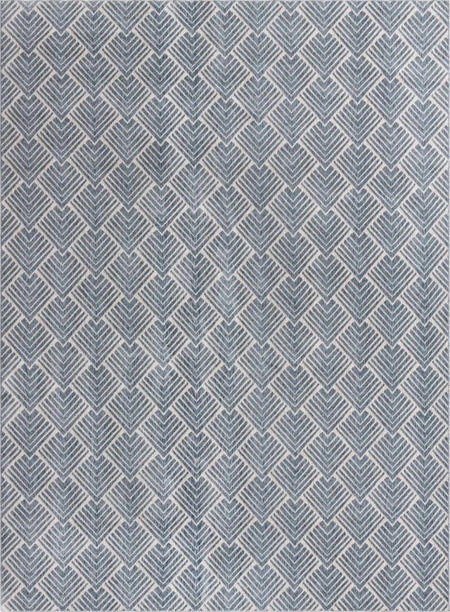 Harbor Blue 10' x 13' Eco Trellis Rectangle Area Rug 100% Recycled Space Dyed Polyester With Cotton Backing Geometric Pattern Eco-Friendly Carpet for Sale at Rug Engine