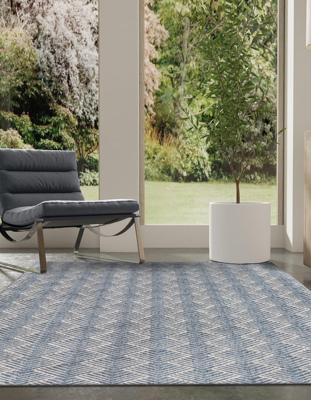 Harbor Blue 2' x 3' Eco Trellis Rectangle Area Rug 100% Recycled Space Dyed Polyester With Cotton Backing Geometric Pattern Eco-Friendly Carpet for Sale at Rug Engine