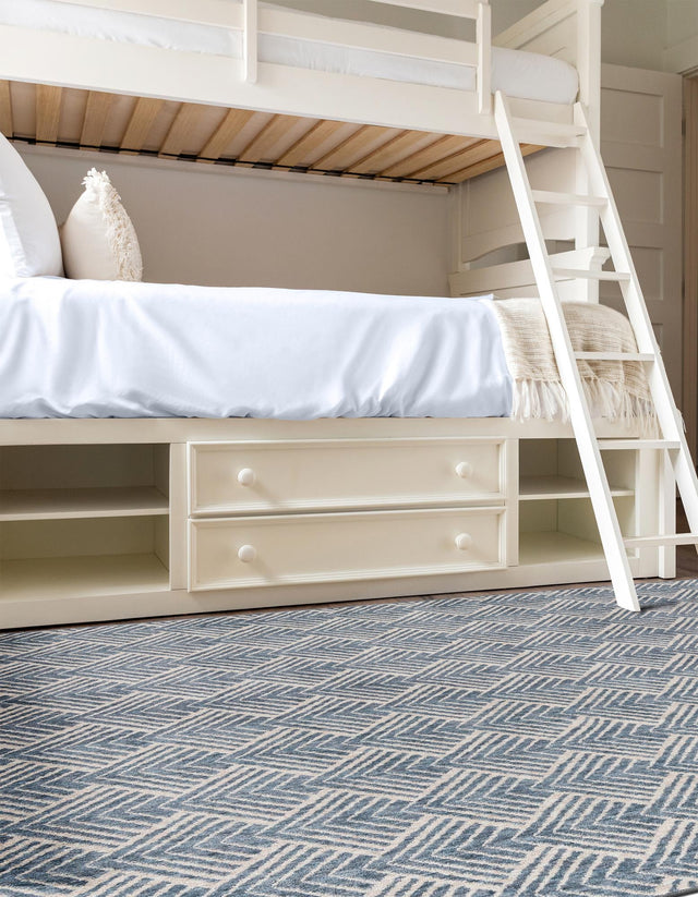 Harbor Blue 5' 3 x 8' Eco Trellis Rectangle Area Rug 100% Recycled Space Dyed Polyester With Cotton Backing Geometric Pattern Eco-Friendly Carpet for Sale at Rug Engine