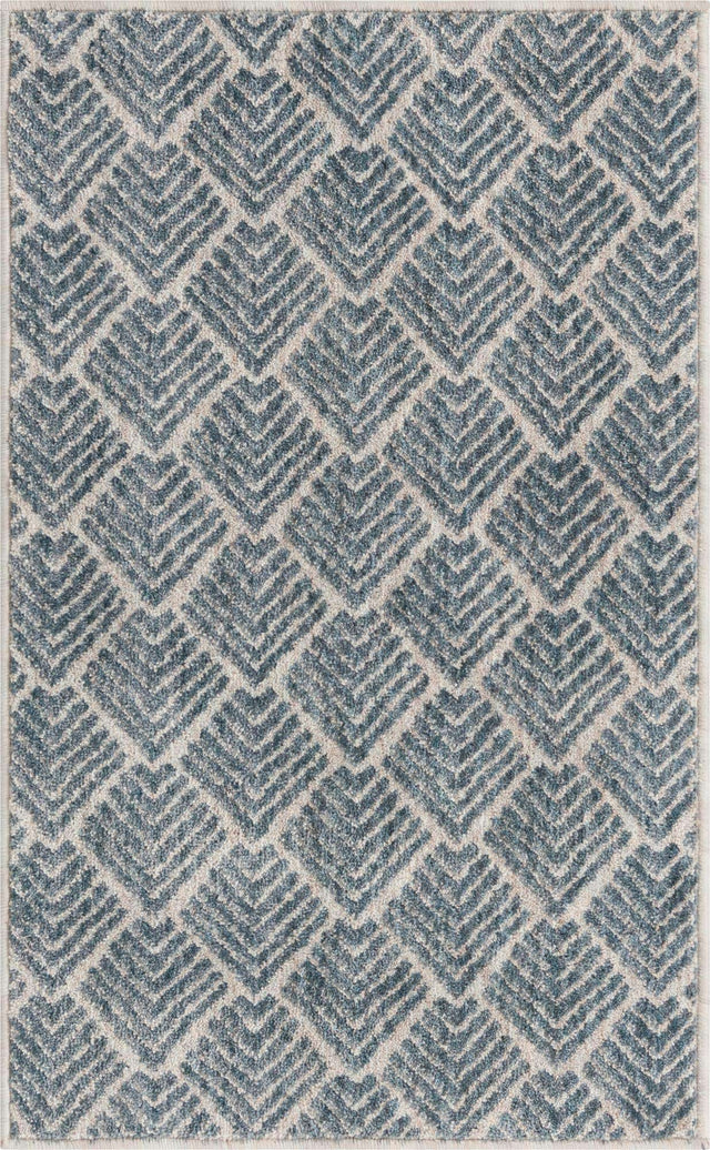 Harbor Blue 2' x 3' Eco Trellis Rectangle Area Rug 100% Recycled Space Dyed Polyester With Cotton Backing Geometric Pattern Eco-Friendly Carpet for Sale at Rug Engine