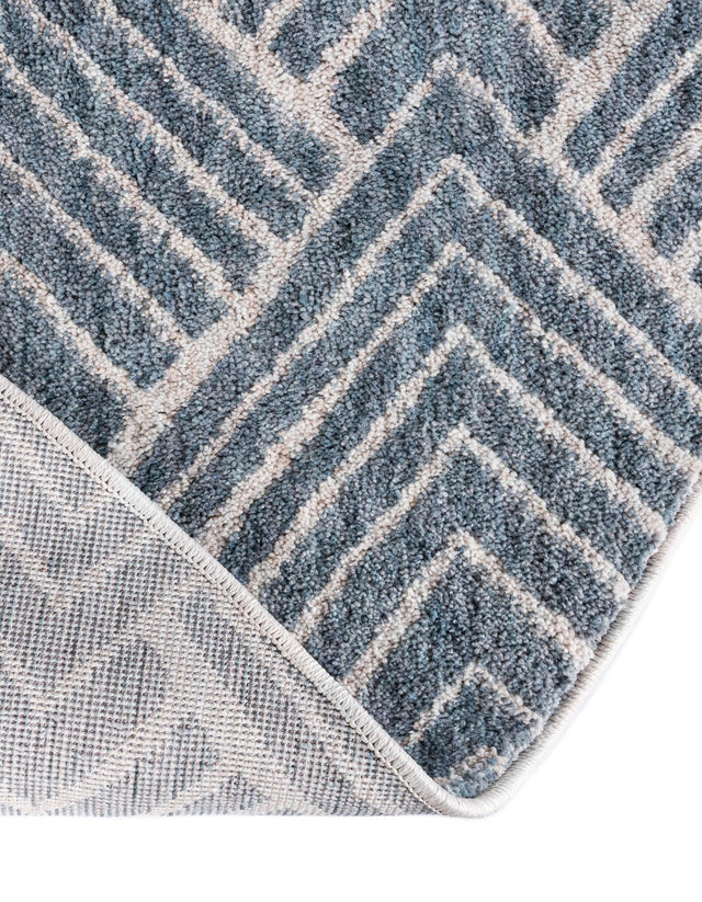 Harbor Blue 7' x 7' Eco Trellis Round Area Rug 100% Recycled Space Dyed Polyester With Cotton Backing Geometric Pattern Eco-Friendly Carpet for Sale at Rug Engine