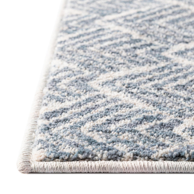 Harbor Blue 2' x 6' Eco Trellis Runner Area Rug 100% Recycled Space Dyed Polyester With Cotton Backing Geometric Pattern Eco-Friendly Carpet for Sale at Rug Engine
