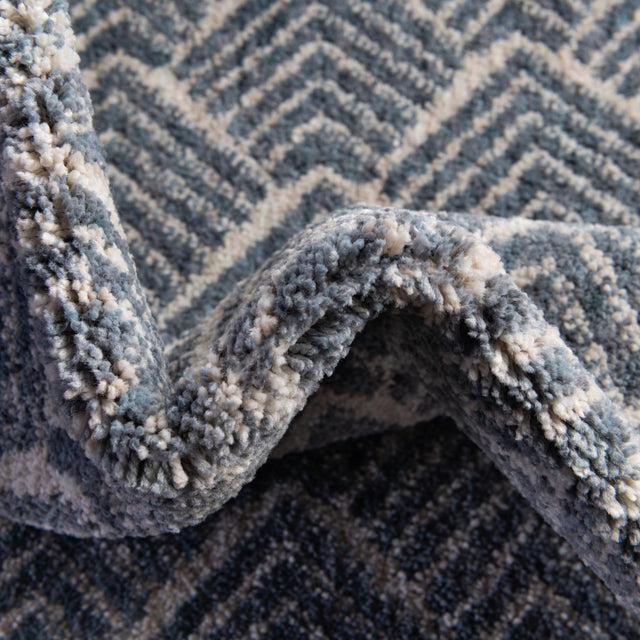 Harbor Blue 2' x 6' Eco Trellis Runner Area Rug 100% Recycled Space Dyed Polyester With Cotton Backing Geometric Pattern Eco-Friendly Carpet for Sale at Rug Engine