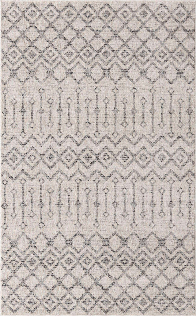 Ivory 5' 3 x 8' Eco Trellis Rectangle Area Rug 100% Recycled Space Dyed Polyester With Cotton Backing Geometric Pattern Eco-Friendly Carpet for Sale at Rug Engine