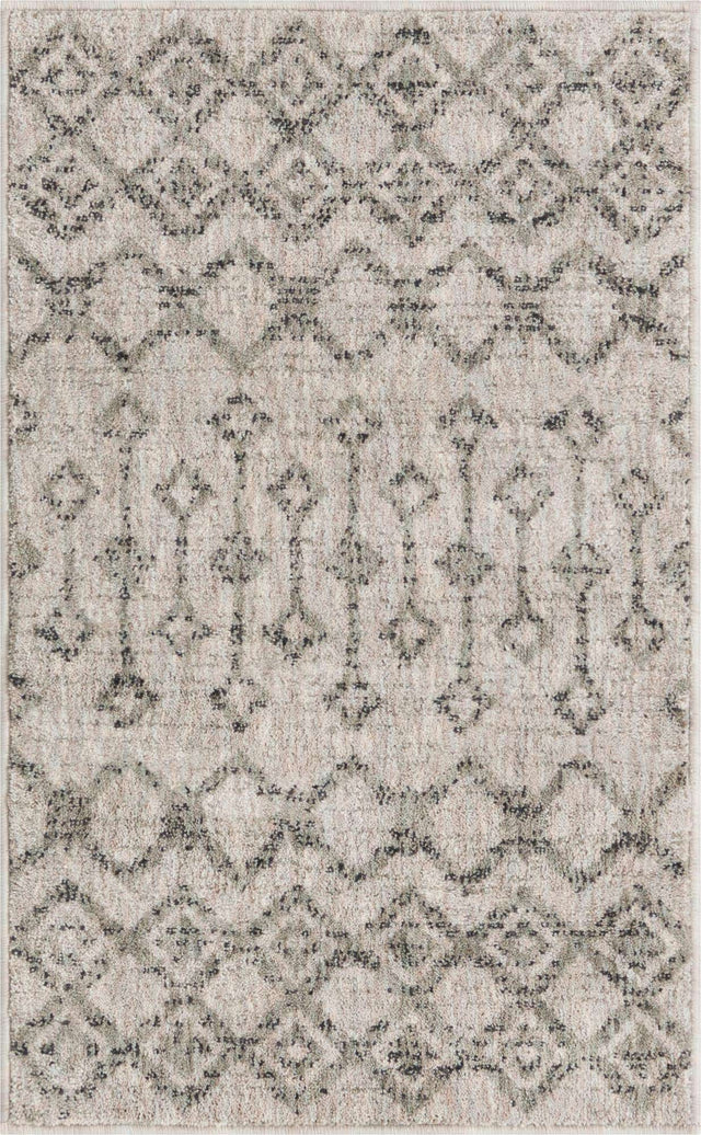 Ivory 2' x 3' Eco Trellis Rectangle Area Rug 100% Recycled Space Dyed Polyester With Cotton Backing Geometric Pattern Eco-Friendly Carpet for Sale at Rug Engine