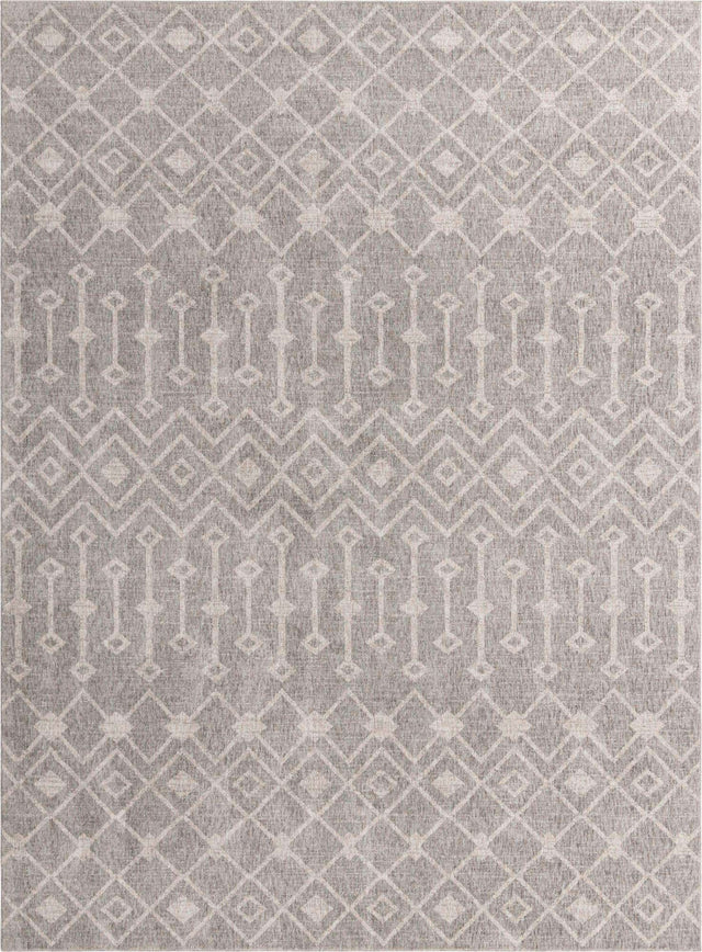 Gray 10' x 13' Eco Trellis Rectangle Area Rug 100% Recycled Space Dyed Polyester With Cotton Backing Geometric Pattern Eco-Friendly Carpet for Sale at Rug Engine