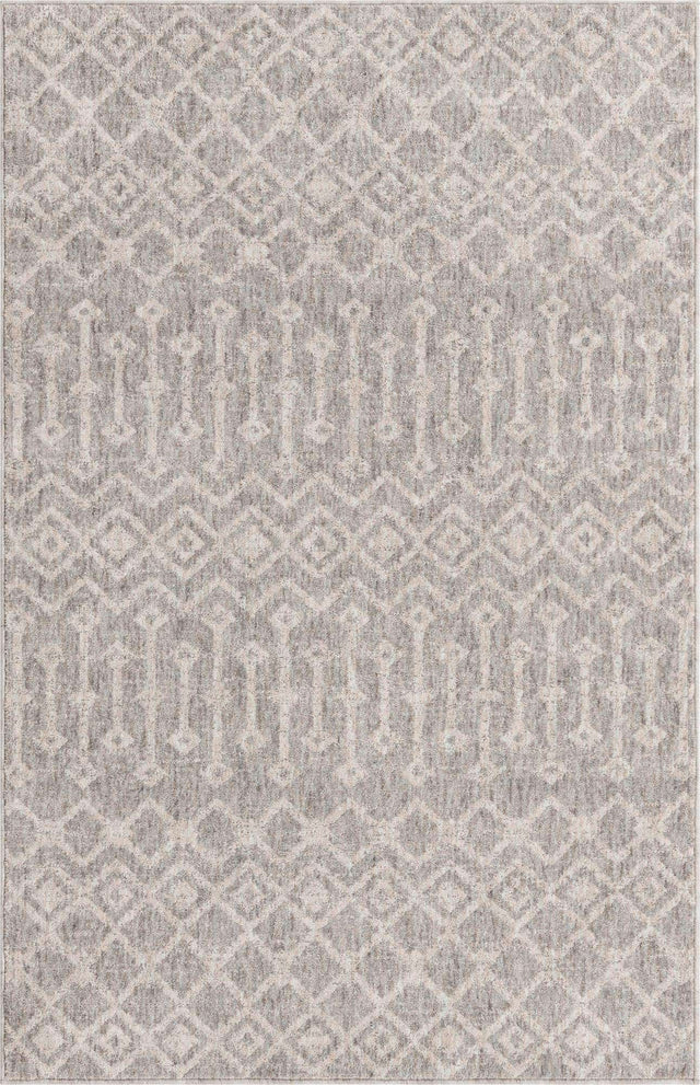 Gray 4' x 6' Eco Trellis Rectangle Area Rug 100% Recycled Space Dyed Polyester With Cotton Backing Geometric Pattern Eco-Friendly Carpet for Sale at Rug Engine