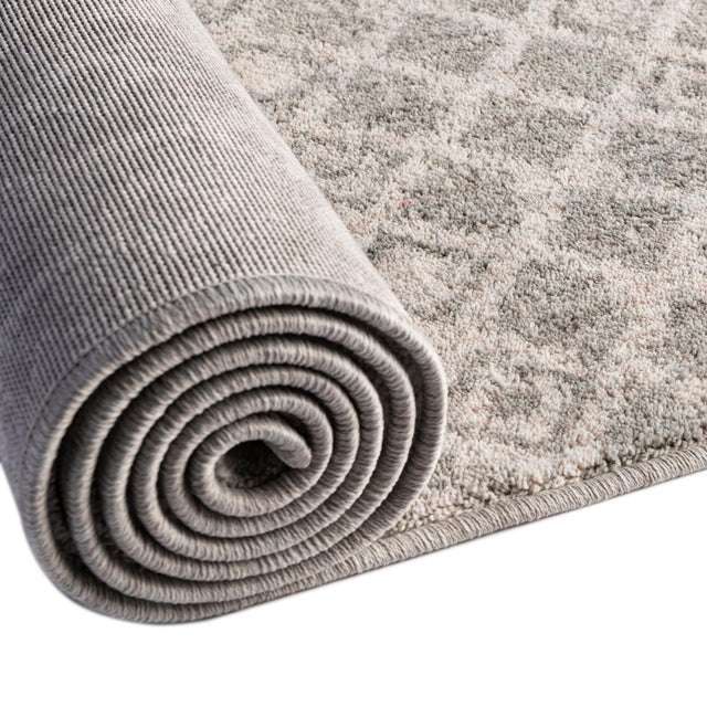 Gray 7' x 7' Eco Trellis Round Area Rug 100% Recycled Space Dyed Polyester With Cotton Backing Geometric Pattern Eco-Friendly Carpet for Sale at Rug Engine