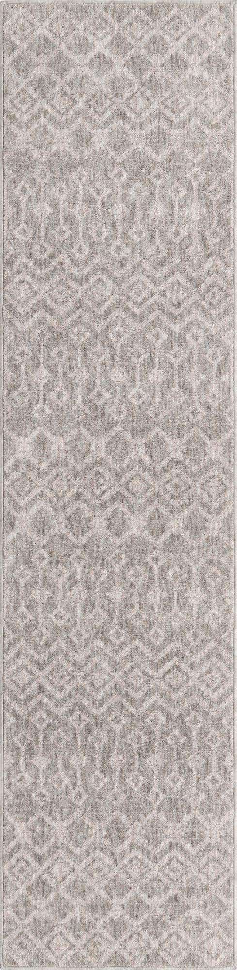 Gray 2' x 8' Eco Trellis Runner Area Rug 100% Recycled Space Dyed Polyester With Cotton Backing Geometric Pattern Eco-Friendly Carpet for Sale at Rug Engine