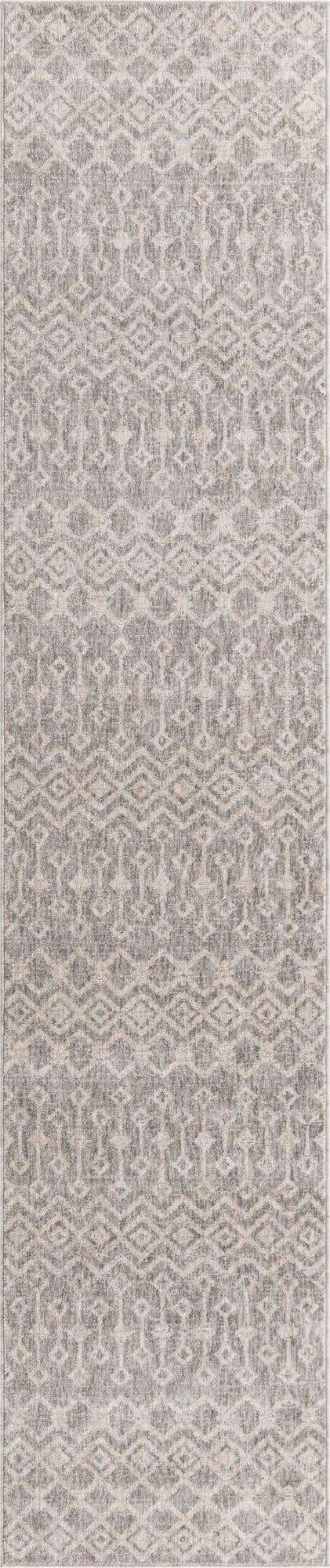 Gray 2' 7 x 12' Eco Trellis Runner Area Rug 100% Recycled Space Dyed Polyester With Cotton Backing Geometric Pattern Eco-Friendly Carpet for Sale at Rug Engine