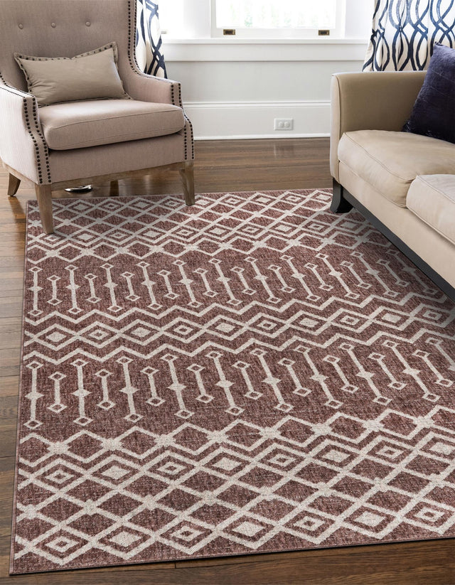 Dusty Rose 1' 4 x 1' 4 Eco Trellis Sample Area Rug 100% Recycled Space Dyed Polyester With Cotton Backing Geometric Pattern Eco-Friendly Carpet for Sale at Rug Engine