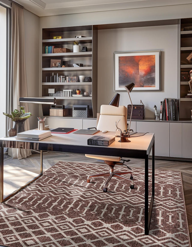 Dusty Rose 7' 10 x 10' Eco Trellis Rectangle Area Rug 100% Recycled Space Dyed Polyester With Cotton Backing Geometric Pattern Eco-Friendly Carpet for Sale at Rug Engine