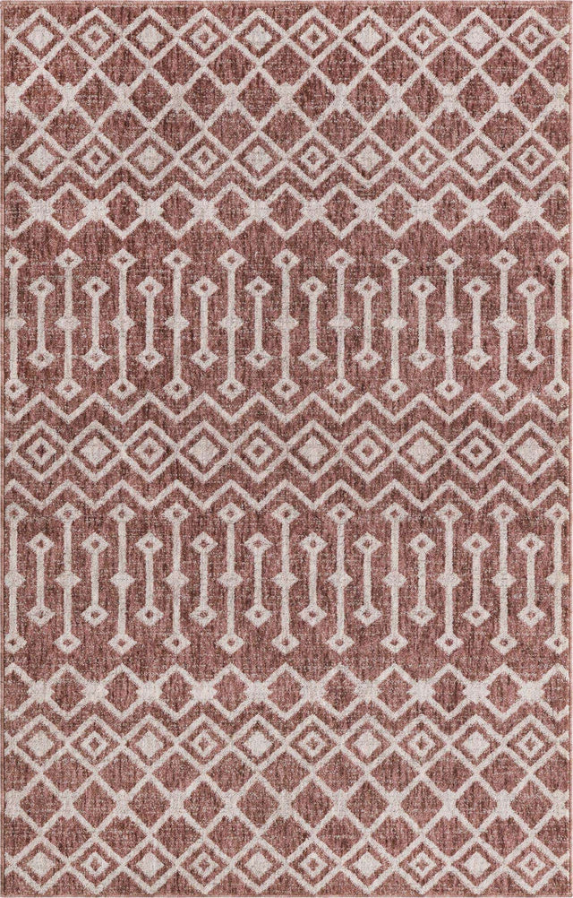 Dusty Rose 4' x 6' Eco Trellis Rectangle Area Rug 100% Recycled Space Dyed Polyester With Cotton Backing Geometric Pattern Eco-Friendly Carpet for Sale at Rug Engine