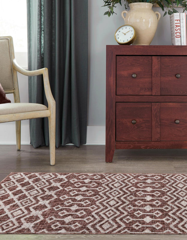 Dusty Rose 2' x 8' Eco Trellis Runner Area Rug 100% Recycled Space Dyed Polyester With Cotton Backing Geometric Pattern Eco-Friendly Carpet for Sale at Rug Engine