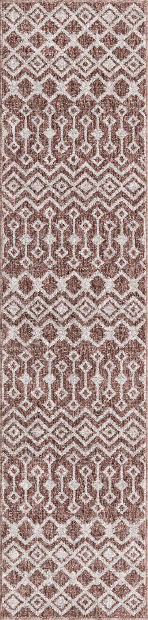 Dusty Rose 2' x 8' Eco Trellis Runner Area Rug 100% Recycled Space Dyed Polyester With Cotton Backing Geometric Pattern Eco-Friendly Carpet for Sale at Rug Engine