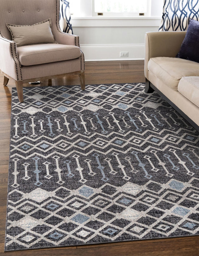 Charcoal Gray 2' x 3' Eco Trellis Rectangle Area Rug 100% Recycled Space Dyed Polyester With Cotton Backing Geometric Pattern Eco-Friendly Carpet for Sale at Rug Engine