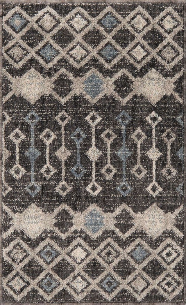 Charcoal Gray 2' x 3' Eco Trellis Rectangle Area Rug 100% Recycled Space Dyed Polyester With Cotton Backing Geometric Pattern Eco-Friendly Carpet for Sale at Rug Engine