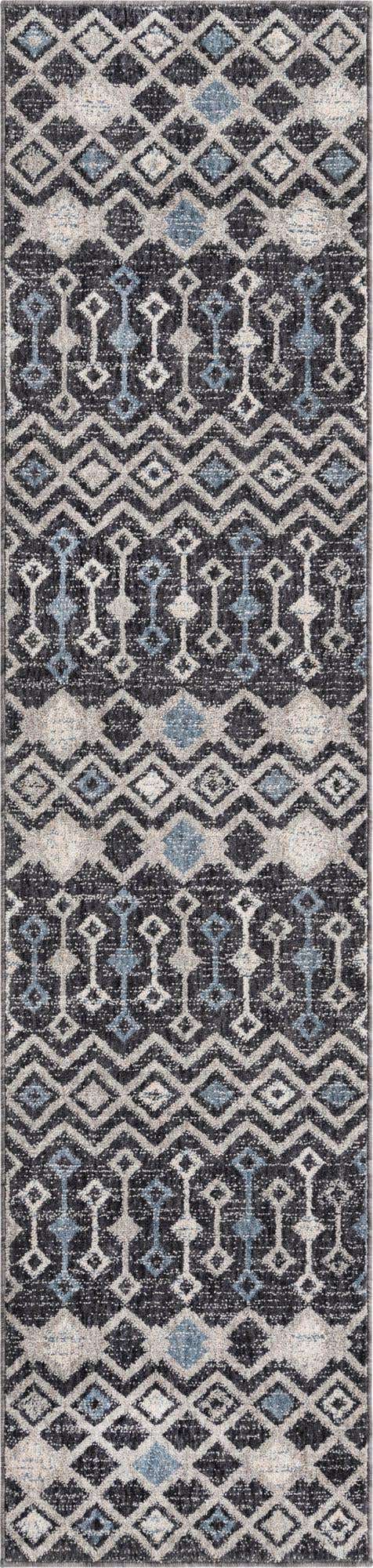 Charcoal Gray 2' x 8' Eco Trellis Runner Area Rug 100% Recycled Space Dyed Polyester With Cotton Backing Geometric Pattern Eco-Friendly Carpet for Sale at Rug Engine