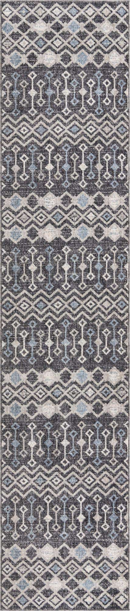 Charcoal Gray 2' 7 x 12' Eco Trellis Runner Area Rug 100% Recycled Space Dyed Polyester With Cotton Backing Geometric Pattern Eco-Friendly Carpet for Sale at Rug Engine