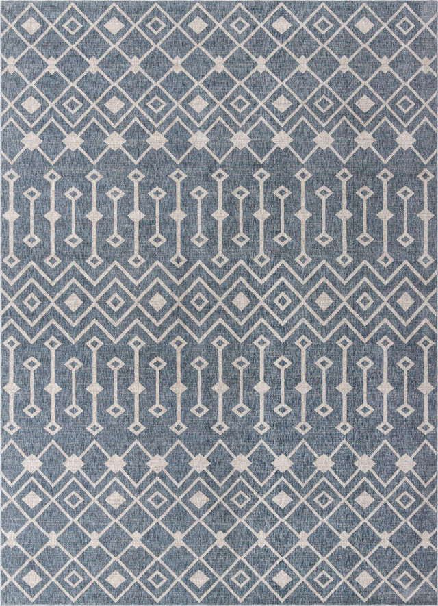 Harbor Blue 10' x 13' Eco Trellis Rectangle Area Rug 100% Recycled Space Dyed Polyester With Cotton Backing Geometric Pattern Eco-Friendly Carpet for Sale at Rug Engine