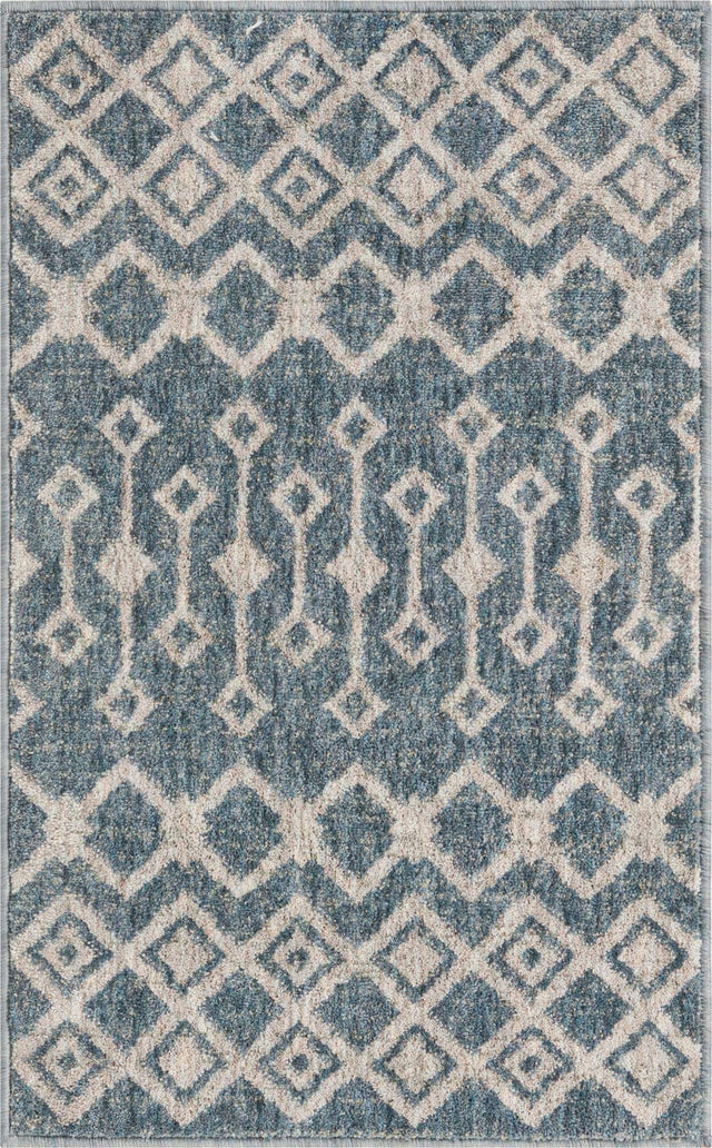 Harbor Blue 2' x 3' Eco Trellis Rectangle Area Rug 100% Recycled Space Dyed Polyester With Cotton Backing Geometric Pattern Eco-Friendly Carpet for Sale at Rug Engine