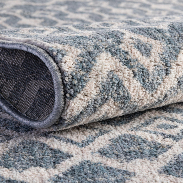 Harbor Blue 2' x 8' Eco Trellis Runner Area Rug 100% Recycled Space Dyed Polyester With Cotton Backing Geometric Pattern Eco-Friendly Carpet for Sale at Rug Engine