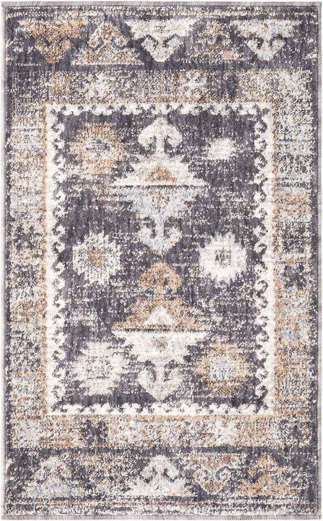 Charcoal Gray 2' x 3' Eco Southwestern Rectangle Area Rug 100% Recycled Space Dyed Polyester With Cotton Backing Carpet for Natural Home Decor for Sale at Rug Engine