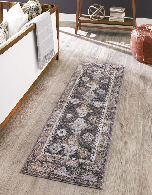 Charcoal Gray 2' x 6' Eco Southwestern Runner Area Rug 100% Recycled Space Dyed Polyester With Cotton Backing Carpet for Natural Home Decor for Sale at Rug Engine