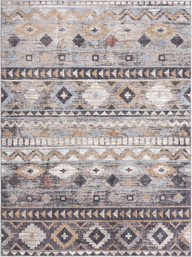 Khaki Gray 7' 10 x 10' Eco Southwestern Rectangle Area Rug 100% Recycled Space Dyed Polyester With Cotton Backing Carpet for Natural Home Decor for Sale at Rug Engine