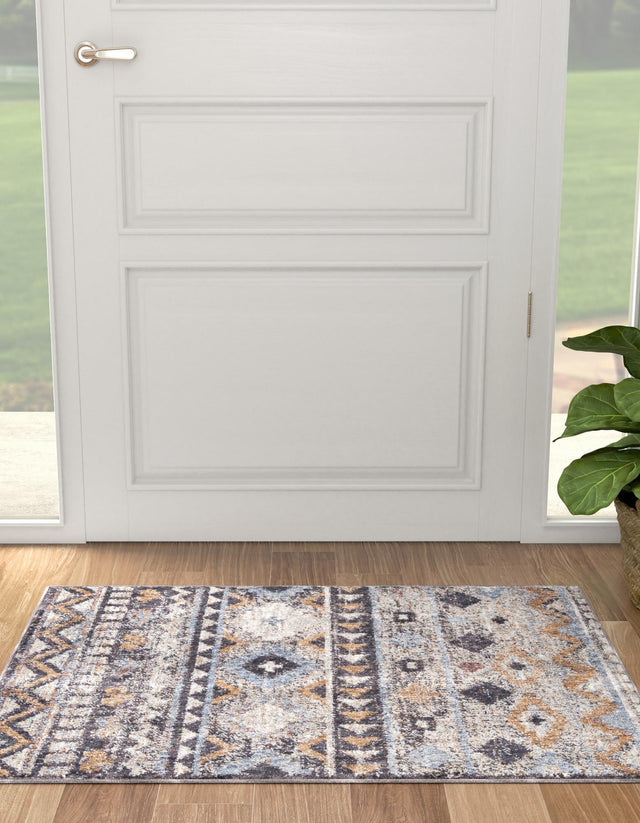 Khaki Gray 5' 3 x 8' Eco Southwestern Rectangle Area Rug 100% Recycled Space Dyed Polyester With Cotton Backing Carpet for Natural Home Decor for Sale at Rug Engine