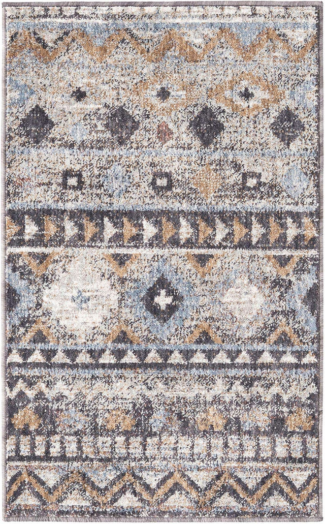 Khaki Gray 2' x 3' Eco Southwestern Rectangle Area Rug 100% Recycled Space Dyed Polyester With Cotton Backing Carpet for Natural Home Decor for Sale at Rug Engine