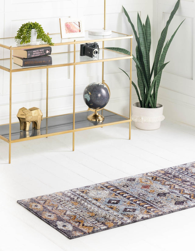 Khaki Gray 2' x 8' Eco Southwestern Runner Area Rug 100% Recycled Space Dyed Polyester With Cotton Backing Carpet for Natural Home Decor for Sale at Rug Engine