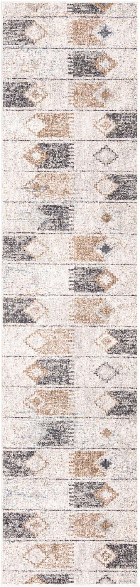 Ivory 2' x 8' Eco Southwestern Runner Area Rug 100% Recycled Space Dyed Polyester With Cotton Backing Carpet for Natural Home Decor for Sale at Rug Engine