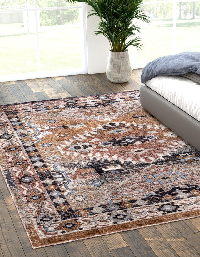 Khaki Gray 5' 3 x 8' Eco Southwestern Rectangle Area Rug 100% Recycled Space Dyed Polyester With Cotton Backing Carpet for Natural Home Decor for Sale at Rug Engine
